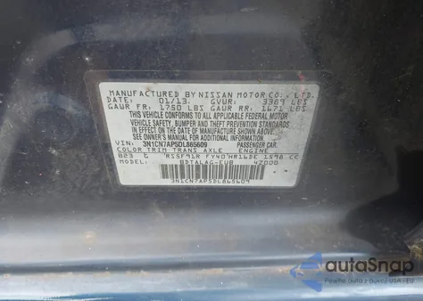 2013 Nissan Versa 1.6 S from USA, damaged, VIN 3N1CN7AP5DL865609